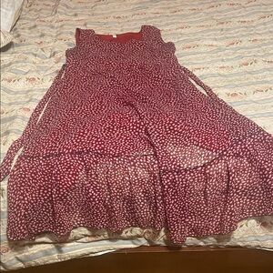 Red and White Sleeveless Dress